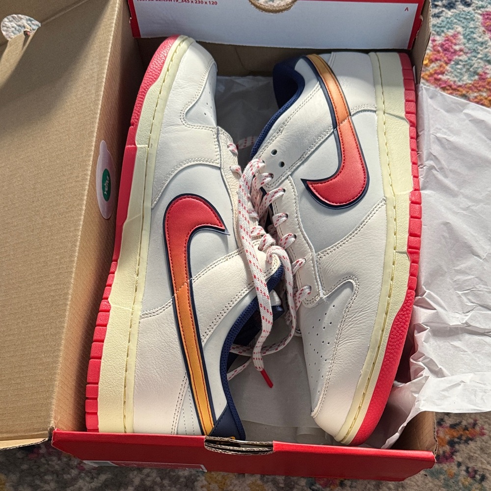 Nike Men’s Sneakers White with Red and Orange Swoosh